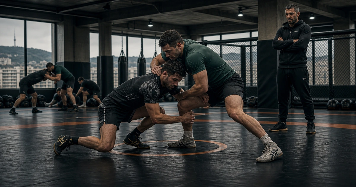 Generated editorial illustration for Takedown Camp for BJJ and MMA Athletes in Georgia in Tbilisi, Georgia